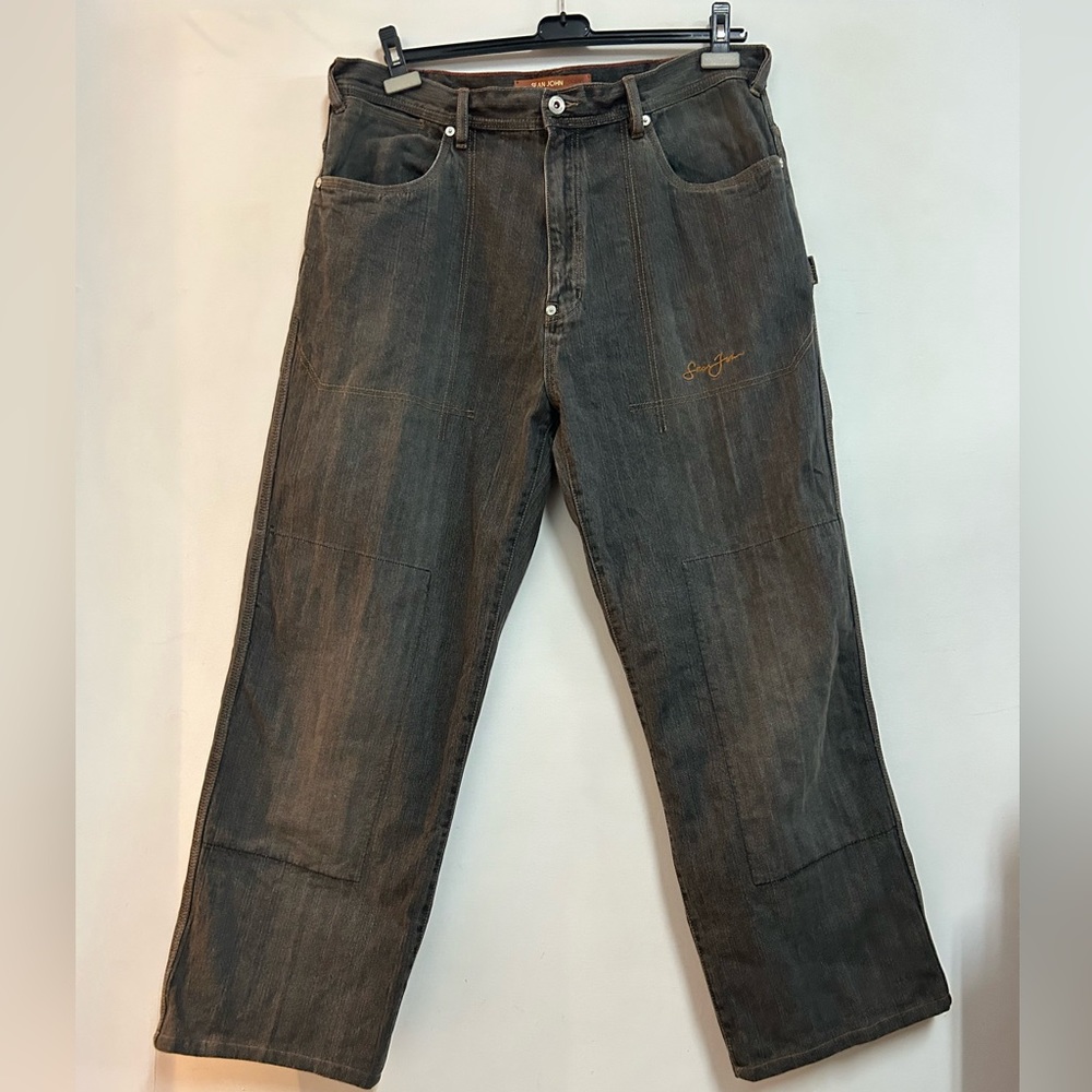 Vintage Sean John Mens Jeans Carpenter Grey Embroidered